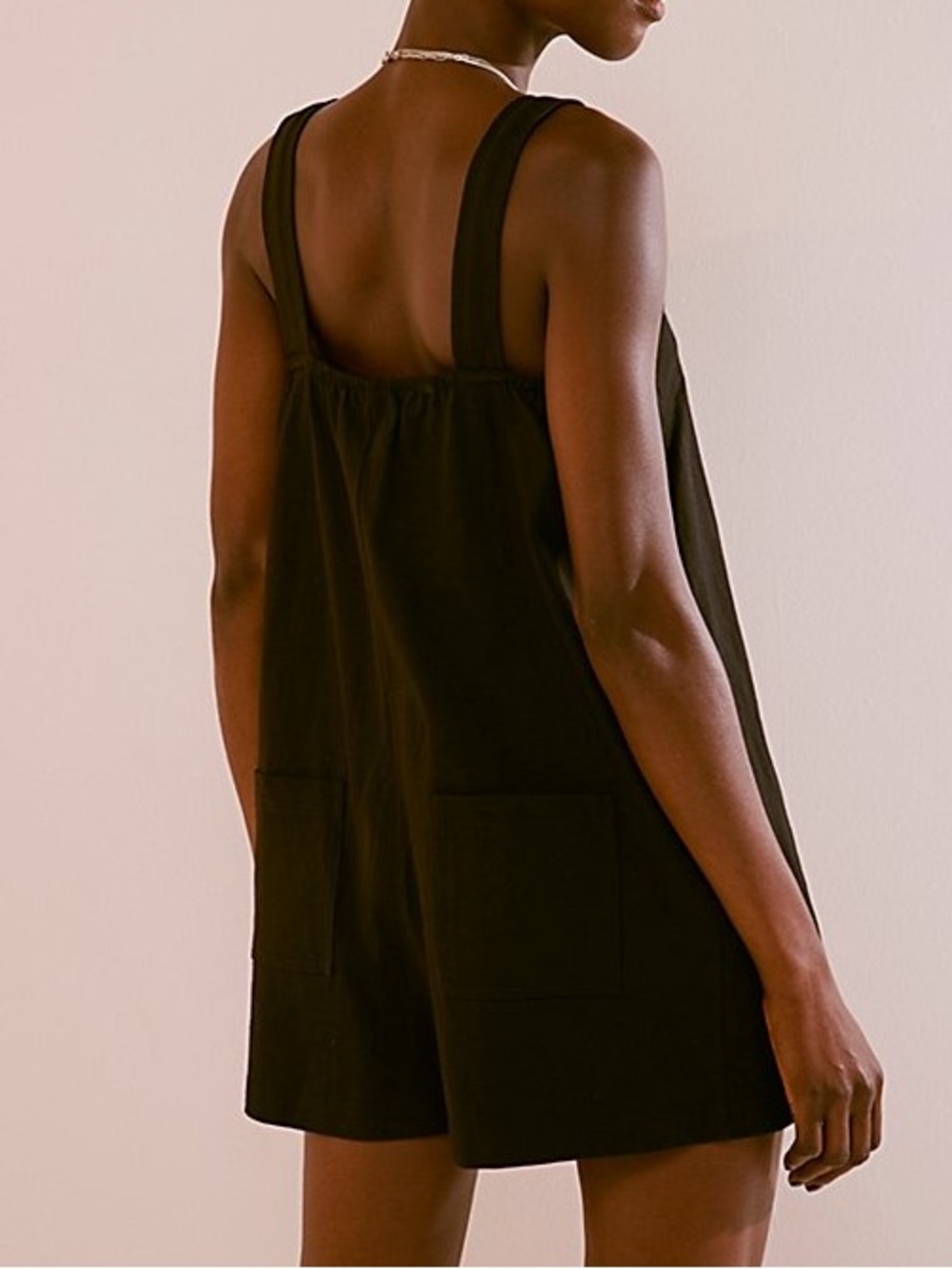 Free People Black Beach Nichola Pleated Sleeveless Romper Size Large Casual Boho - Picture 3 of 15
